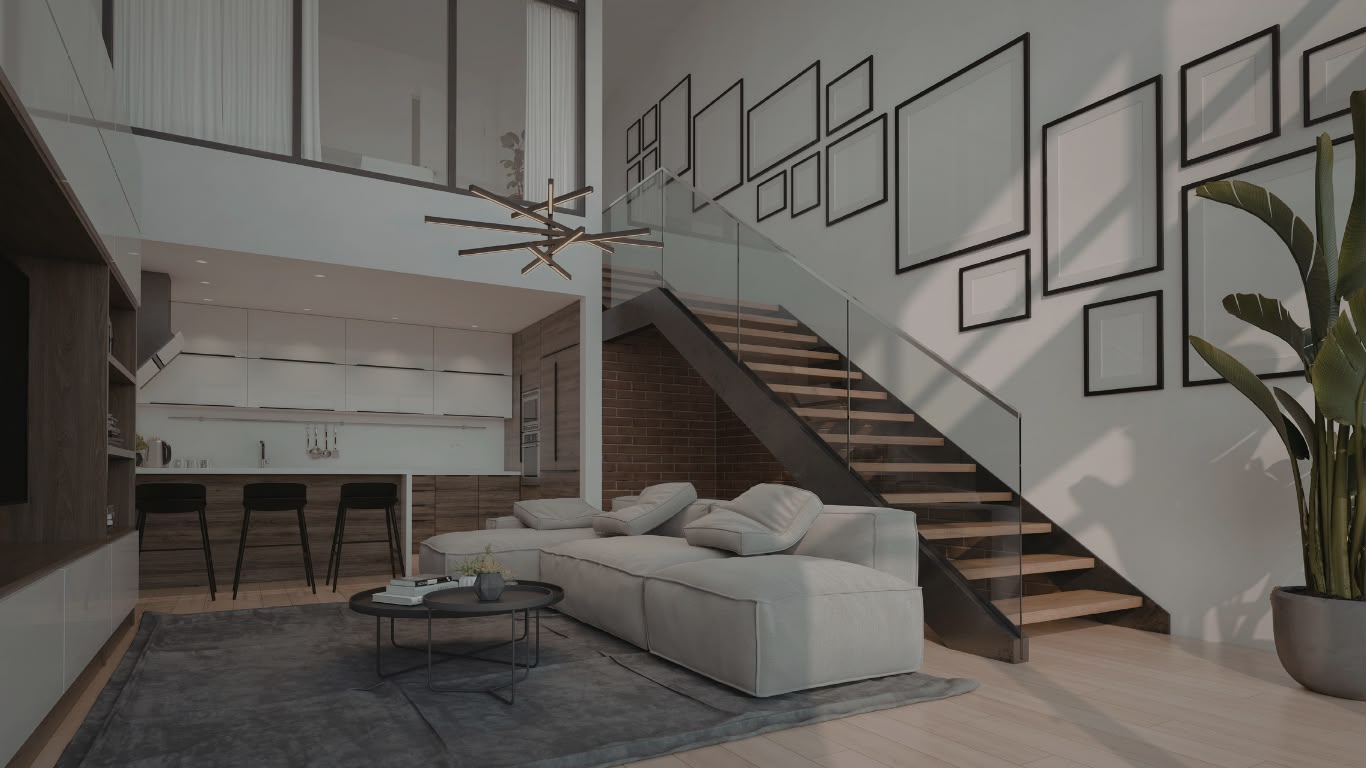 Salón de doble altura con interiorismo por Koviclux en Barcelona